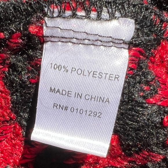 🌻NEW w/tag LuLu-B Red & Black Herringbone Collared Jacket Size XL - Picture 12 of 13